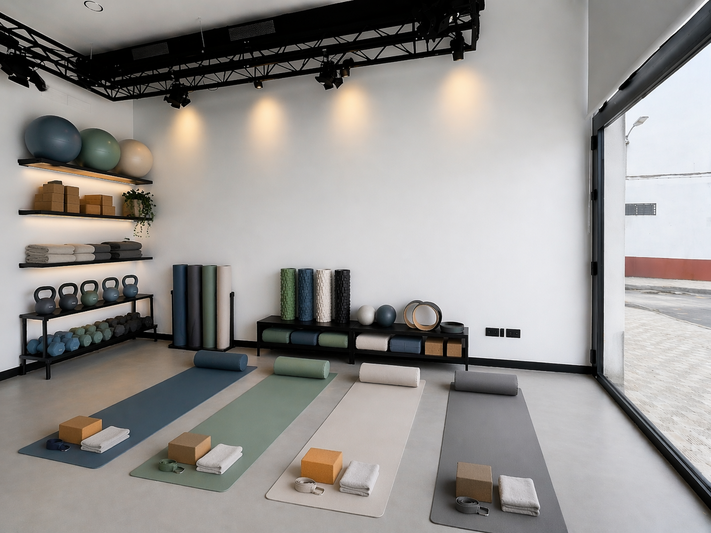 Sala preparada para clases de yoga y pilates en VenyHaz